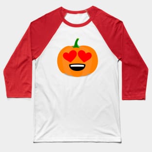 Pumpkin Emoji Heart Eyes Baseball T-Shirt